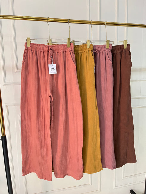 Summer Cotton Loose Wide Leg Trousers